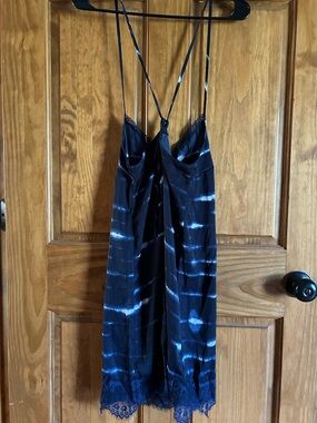 American Eagle Outfitters Navy Blue Tie-Dye Mini Slip Dress